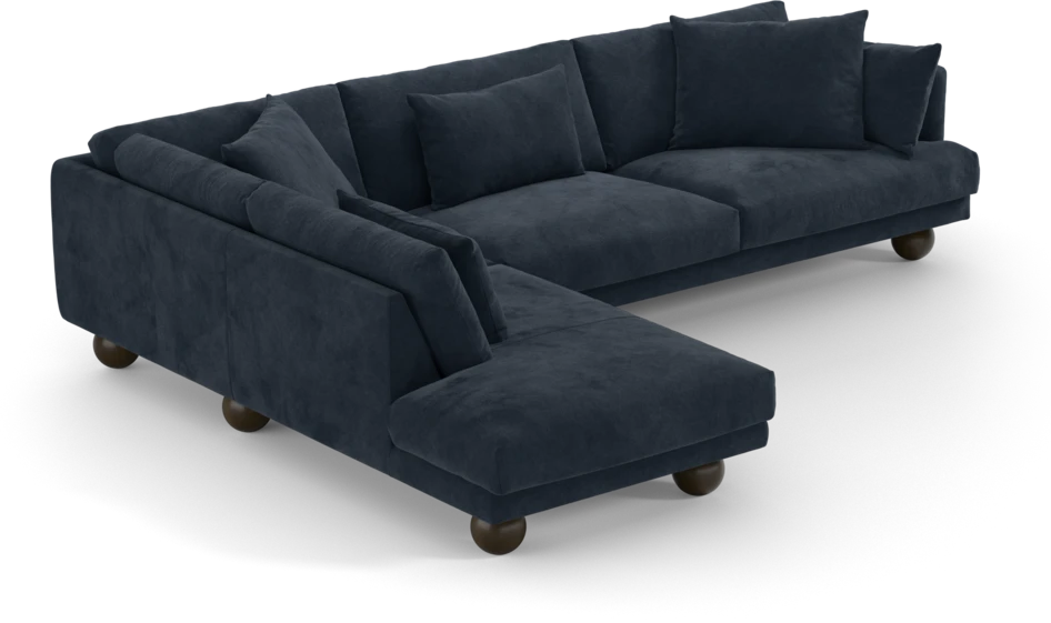 Harper - 3-sits soffa med divan vänster - Blå