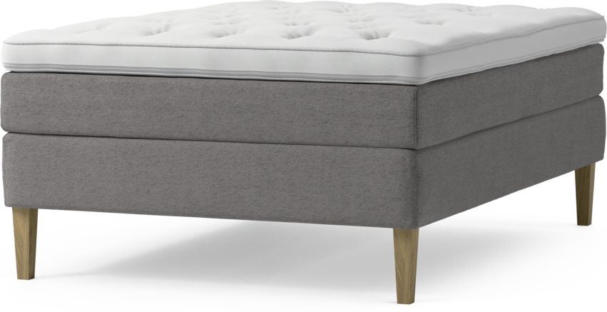 Delux Sense - Kontinentalsäng, enkelsäng 140 cm med bäddmadrass och sängben - Grå