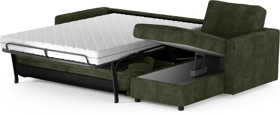 Lindö - Bäddsoffa 2,5-sits med schäslong, vändbar - Grön