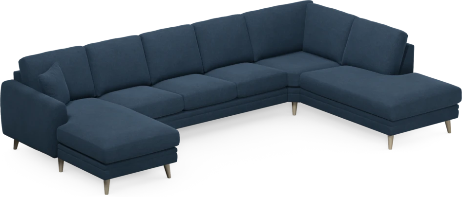 Eden - 3-sits soffa med schäslong vänster och divan höger - Blå