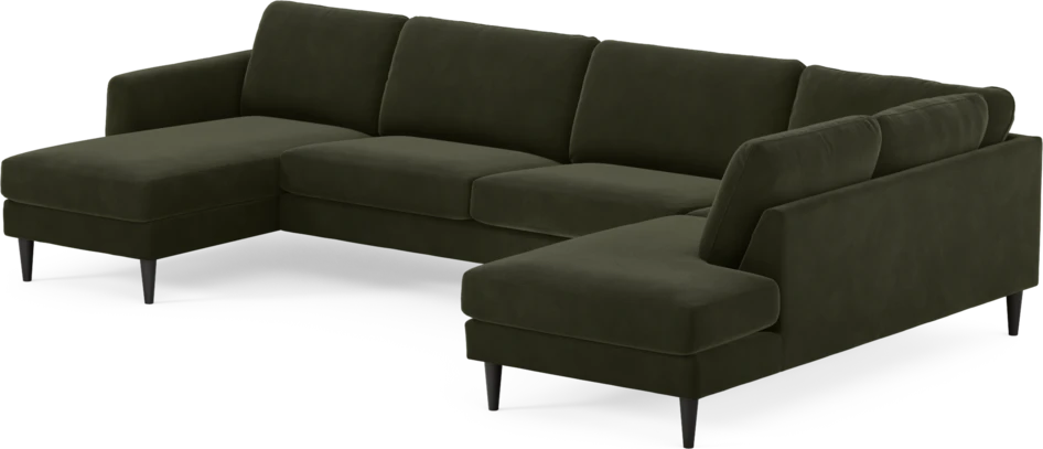 Bridge - 3-sits soffa med schäslong vänster och divan höger - Grön