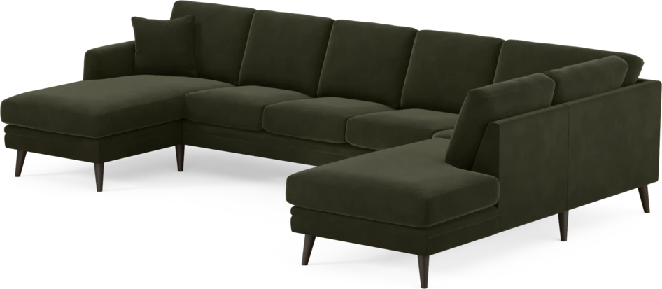 Eden - 3-sits soffa med schäslong vänster och divan höger - Grön