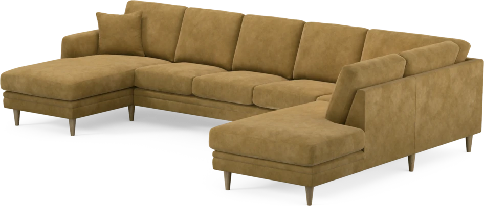 Eden - 3-sits soffa med schäslong vänster och divan höger - Gul