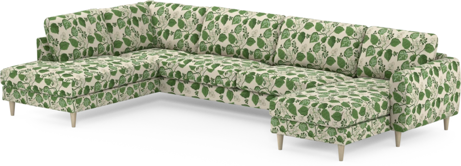 Bridge - 3-sits soffa med divan vänster och schäslong höger - Grön