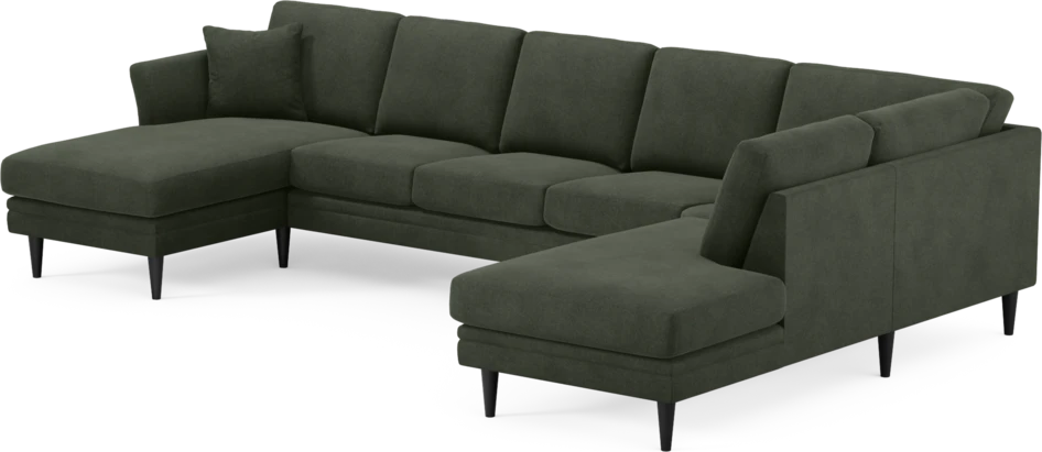Eden - 3-sits soffa med schäslong vänster och divan höger - Grön
