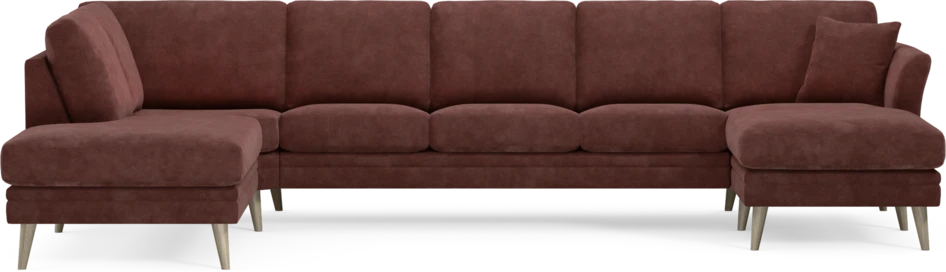 Eden - 3-sits soffa med divan vänster och schäslong höger - Röd