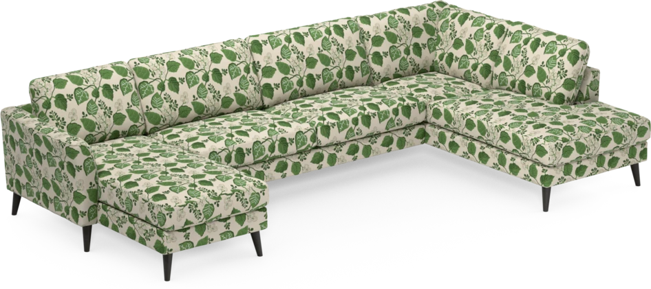 Bridge - 3-sits soffa med schäslong vänster och divan höger - Grön