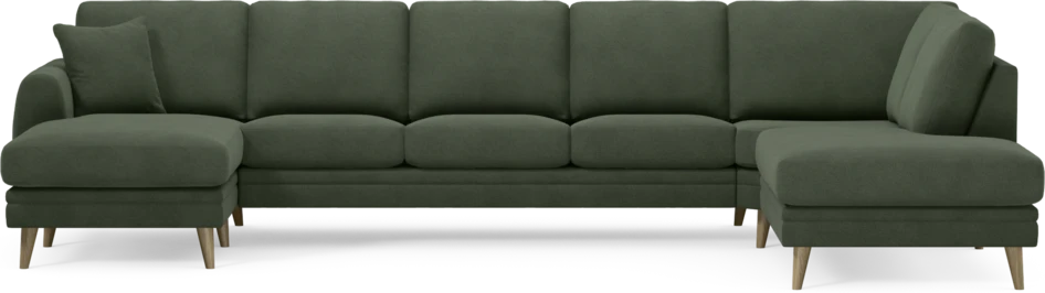 Eden - 3-sits soffa med schäslong vänster och divan höger - Grön