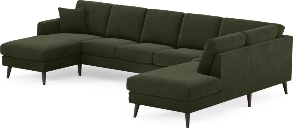 Eden - 3-sits soffa med schäslong vänster och divan höger - Grön