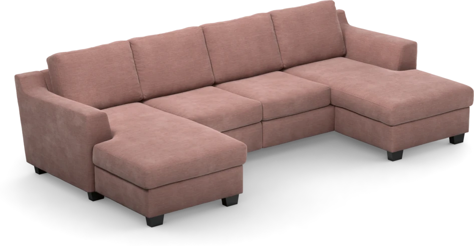Friday - 2-sits soffa med två schäslonger - Rosa