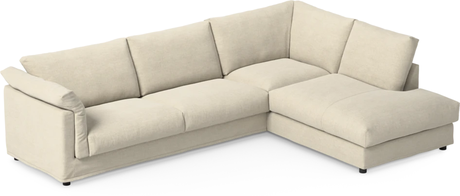 Cherrie - 3-sits soffa med divan höger, med kappa - Beige