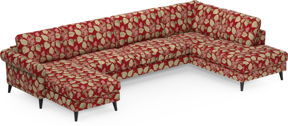 Bridge - 3-sits soffa med schäslong vänster och divan höger - Röd