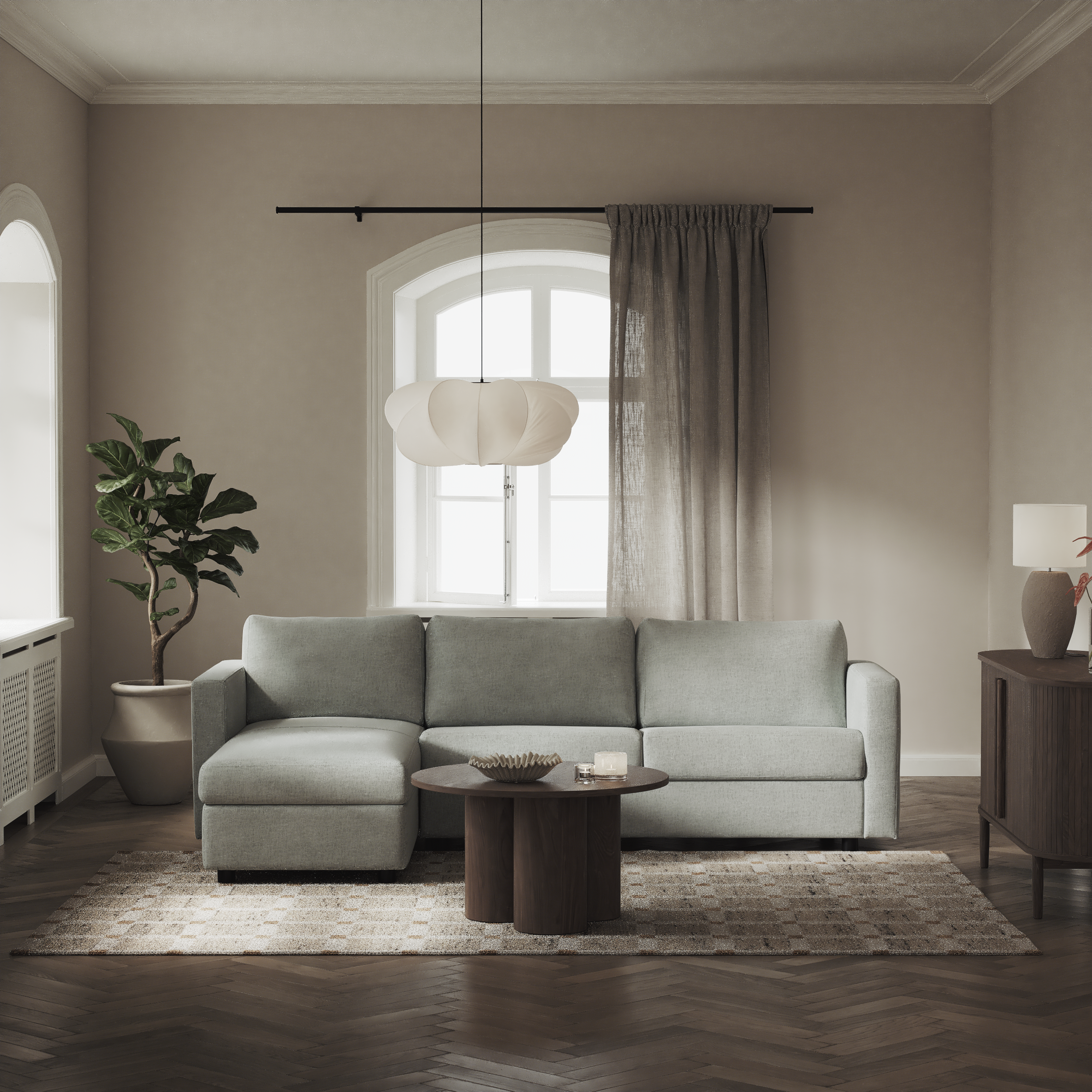 Lindö - Bäddsoffa 2,5-sits med schäslong, vändbar - inspiration