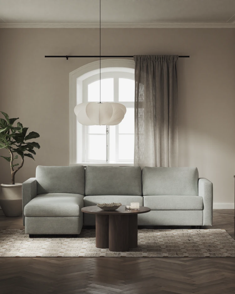 Lindö - Bäddsoffa 2,5-sits med schäslong, vändbar - inspiration