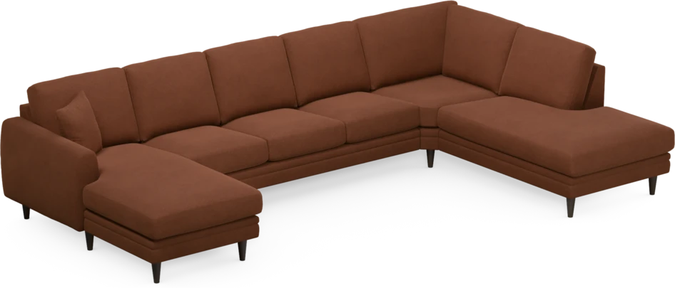 Eden - 3-sits soffa med schäslong vänster och divan höger - Orange