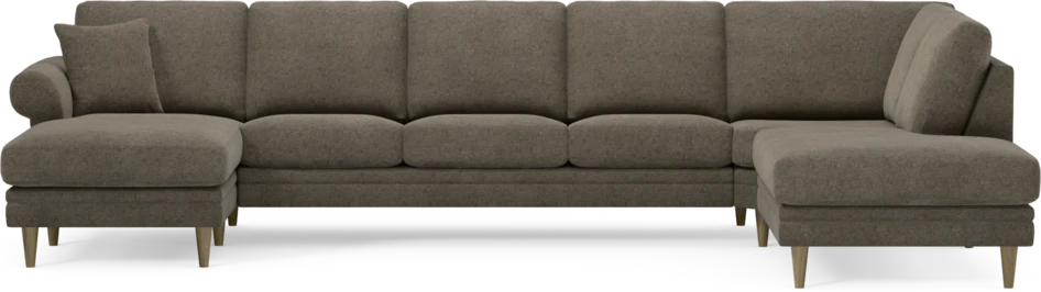 Eden - 3-sits soffa med schäslong vänster och divan höger - Brun