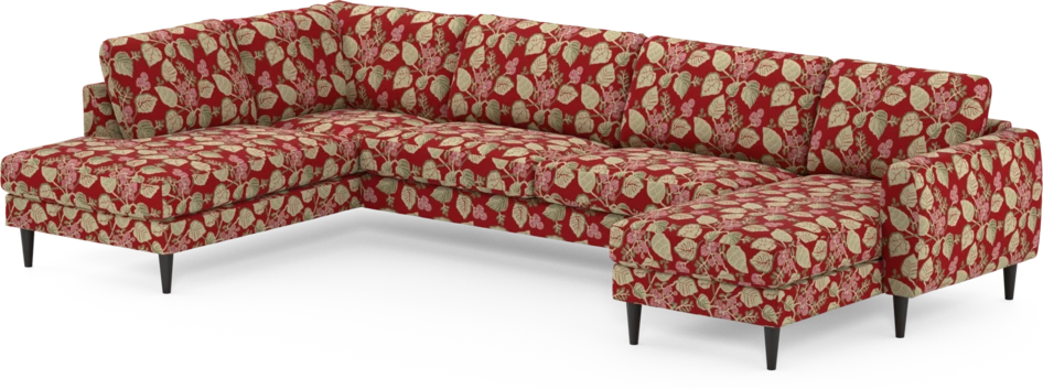 Bridge - 3-sits soffa med divan vänster och schäslong höger - Röd