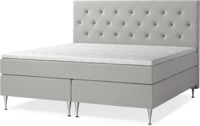 New York, Kontinentalsäng, dubbelsäng med bäddmadrass, sängben och sänggavel pikerad