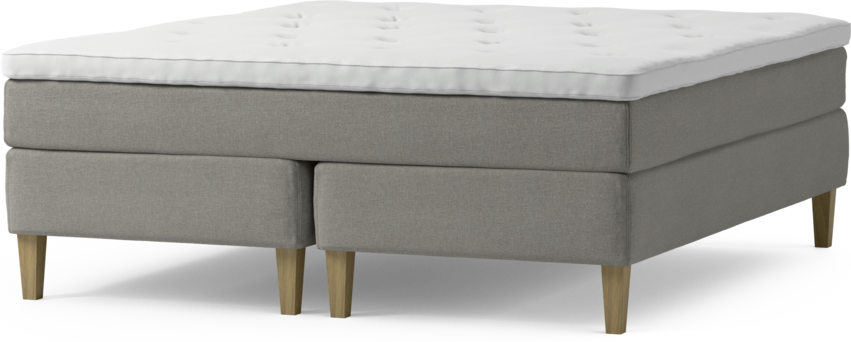 Delux Sense - Kontinentalsäng, dubbelsäng med bäddmadrass och sängben - Grå