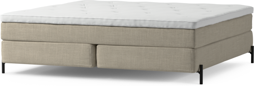 Delux Sense - Kontinentalsäng, dubbelsäng med bäddmadrass och sängben - Beige