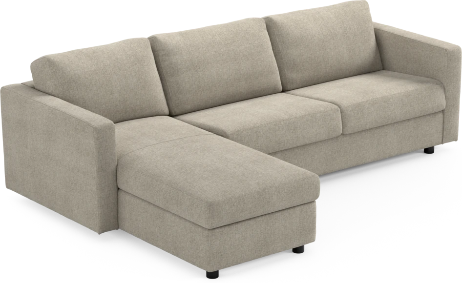 Lindö - Bäddsoffa 2,5-sits med schäslong, vändbar - Beige