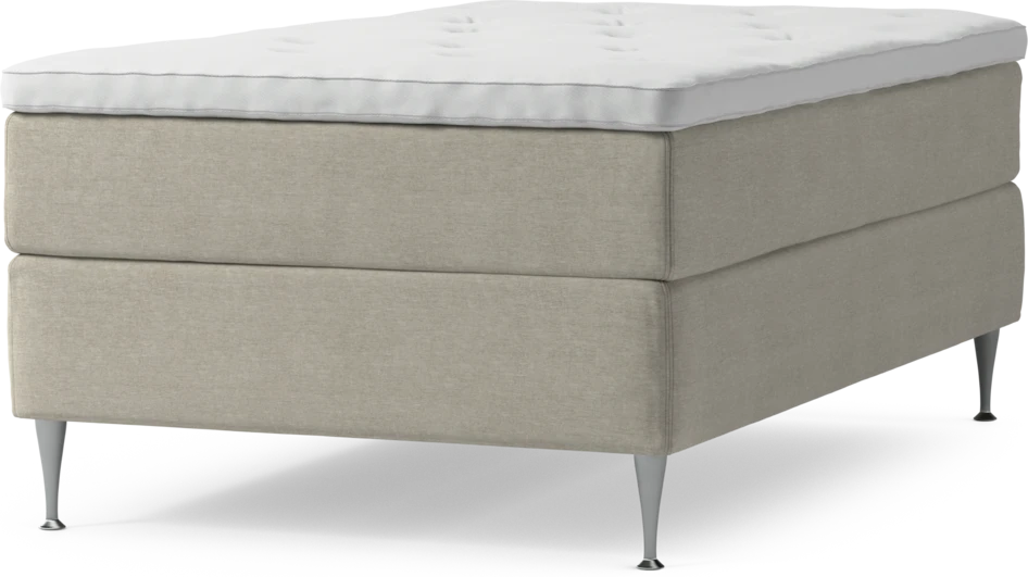 Delux Exclusive - Kontinentalsäng, enkelsäng 120 cm med bäddmadrass och sängben - Beige