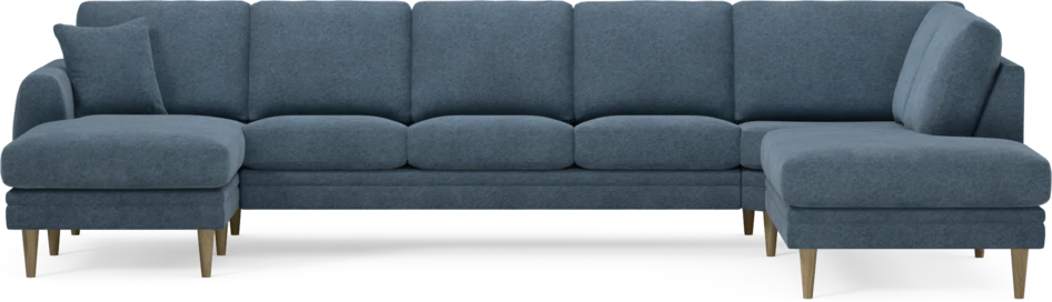 Eden - 3-sits soffa med schäslong vänster och divan höger - Blå