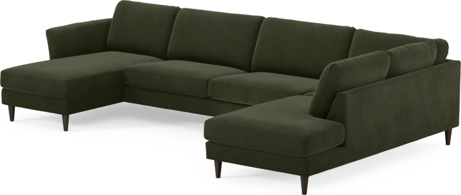 Bridge - 3-sits soffa med schäslong vänster och divan höger - Grön