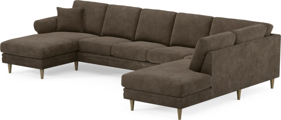 Eden - 3-sits soffa med schäslong vänster och divan höger - Brun