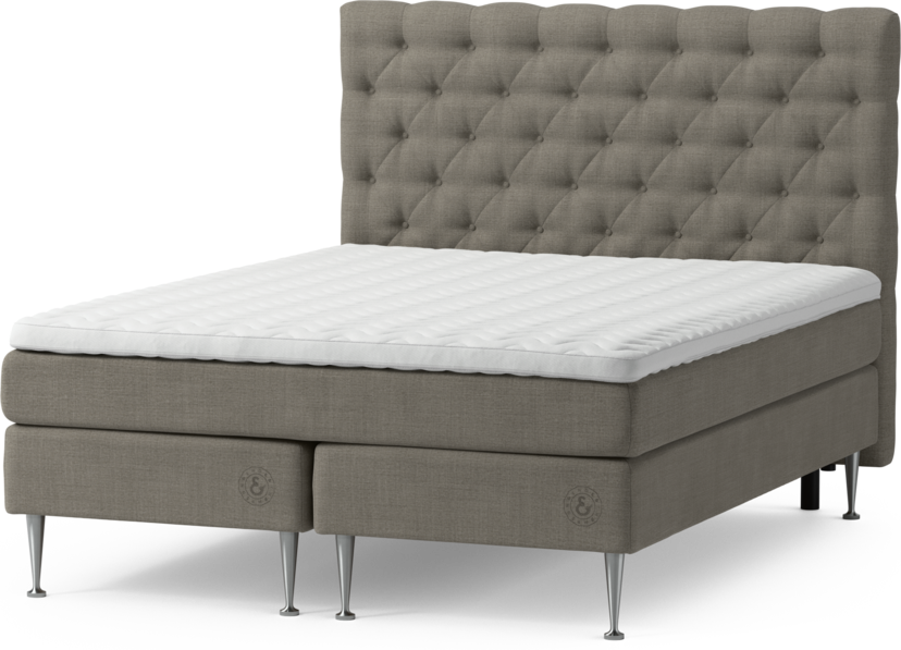 Särö - Kontinentalsäng, dubbelsäng med bäddmadrass, sängben och Pikerad sänggavel