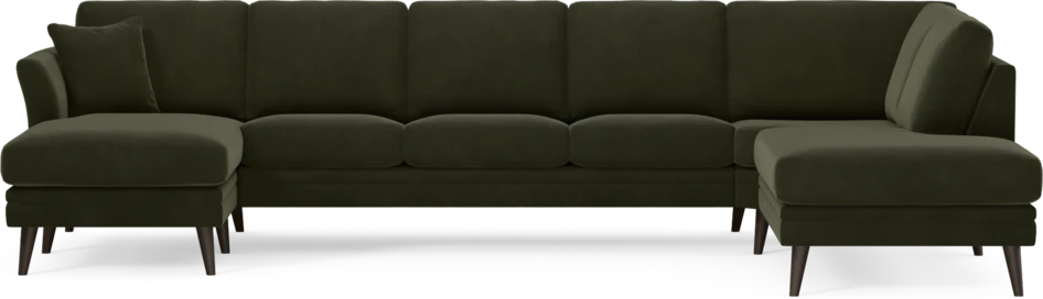 Eden - 3-sits soffa med schäslong vänster och divan höger - Grön