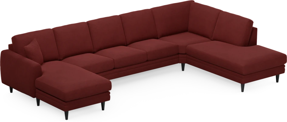 Eden - 3-sits soffa med schäslong vänster och divan höger - Röd