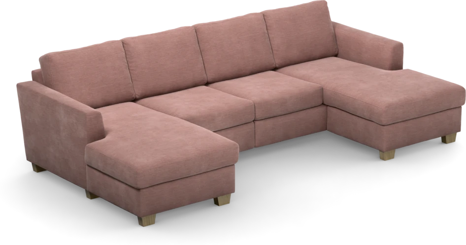 Friday - 2-sits soffa med två schäslonger - Rosa