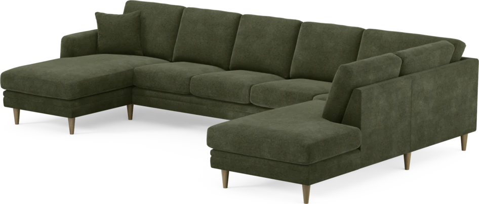 Eden - 3-sits soffa med schäslong vänster och divan höger - Grön