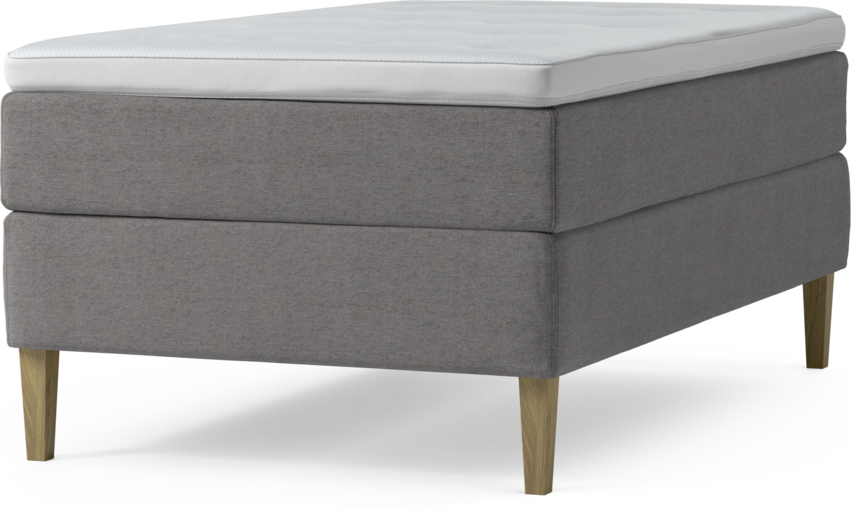 Delux Dream - Kontinentalsäng, enkelsäng 120 cm med bäddmadrass och sängben - Grå