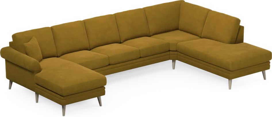 Eden - 3-sits soffa med schäslong vänster och divan höger - Gul