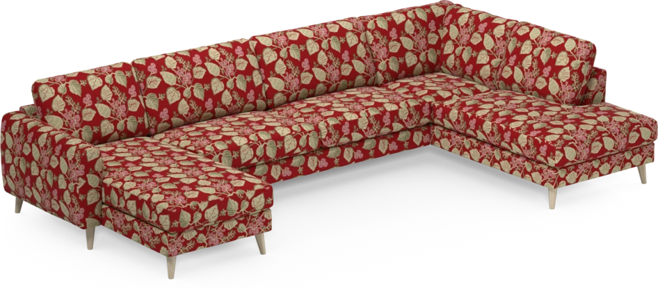 Bridge - 3-sits soffa med schäslong vänster och divan höger - Röd