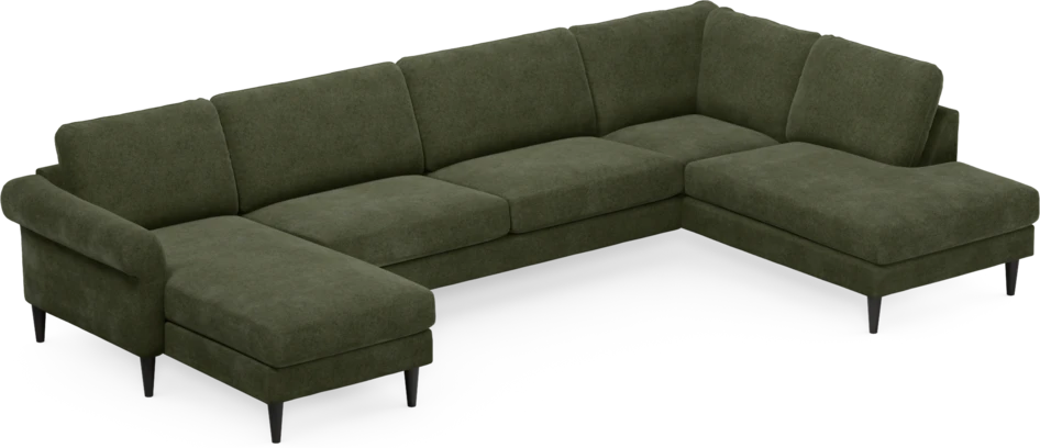 Bridge - 3-sits soffa med schäslong vänster och divan höger - Grön
