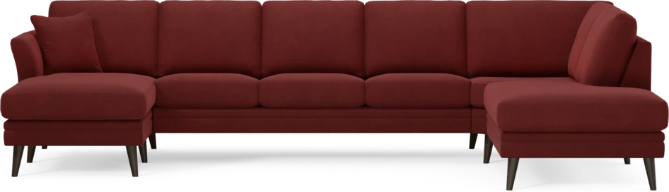 Eden - 3-sits soffa med schäslong vänster och divan höger - Röd