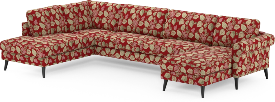 Bridge - 3-sits soffa med divan vänster och schäslong höger - Röd