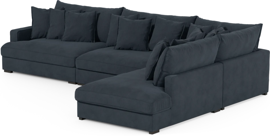Rossi - 4-sits soffa med divan höger - Blå