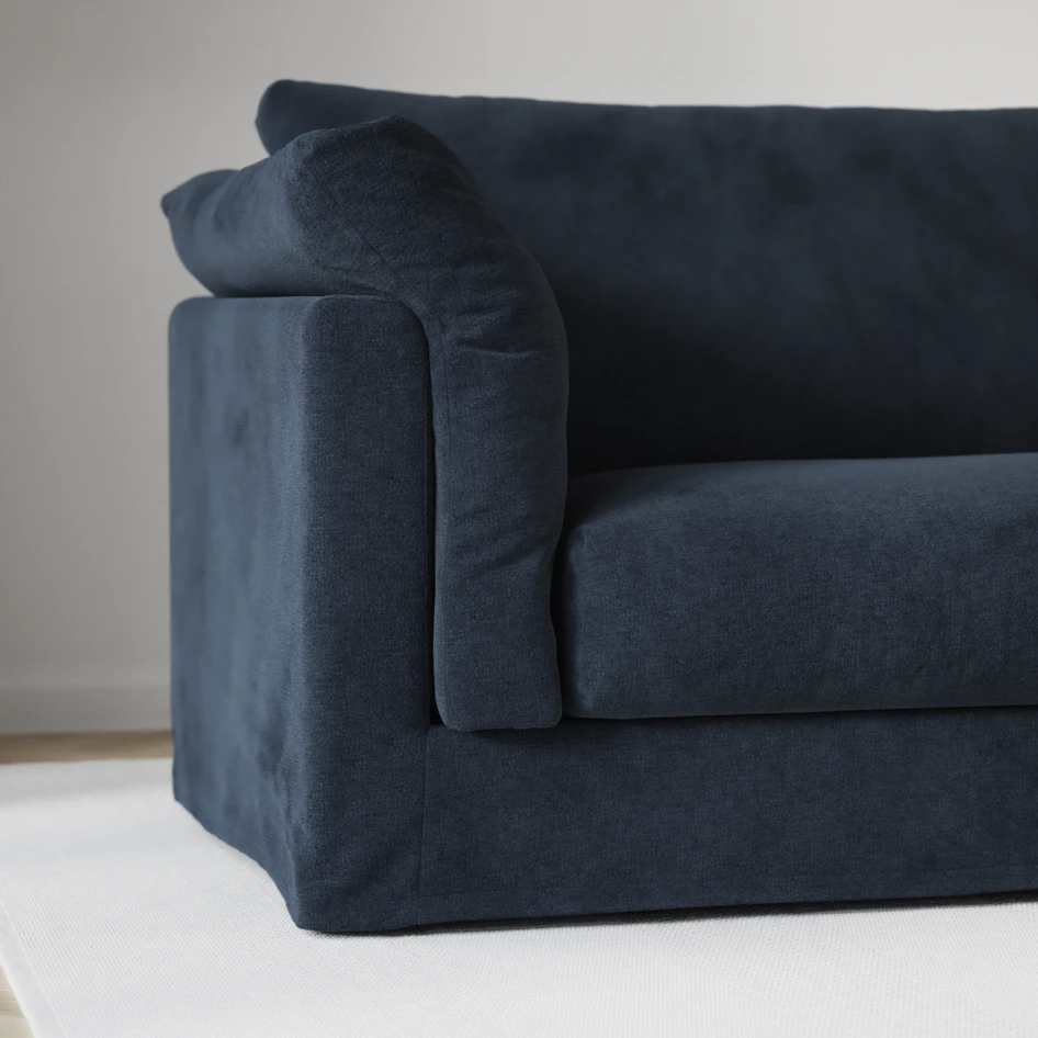 Cherrie - 3-sits soffa med divan vänster, med kappa - Blå
