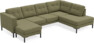 Rio - 3-sits soffa med schäslong vänster och divan höger - Grön