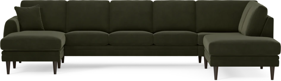 Eden - 3-sits soffa med schäslong vänster och divan höger - Grön