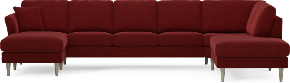 Eden - 3-sits soffa med schäslong vänster och divan höger - Röd