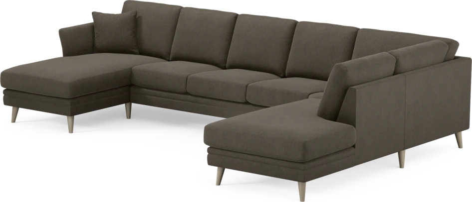 Eden - 3-sits soffa med schäslong vänster och divan höger - Brun