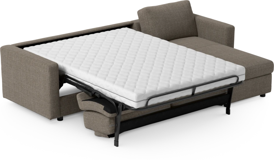 Lindö - Bäddsoffa 2,5-sits med schäslong, vändbar - Brun