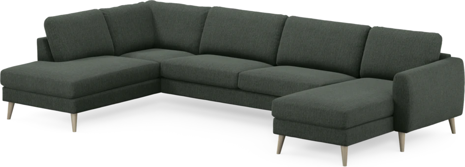 Bridge - 3-sits soffa med divan vänster och schäslong höger - Grön