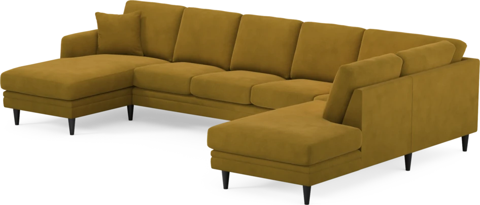 Eden - 3-sits soffa med schäslong vänster och divan höger - Gul