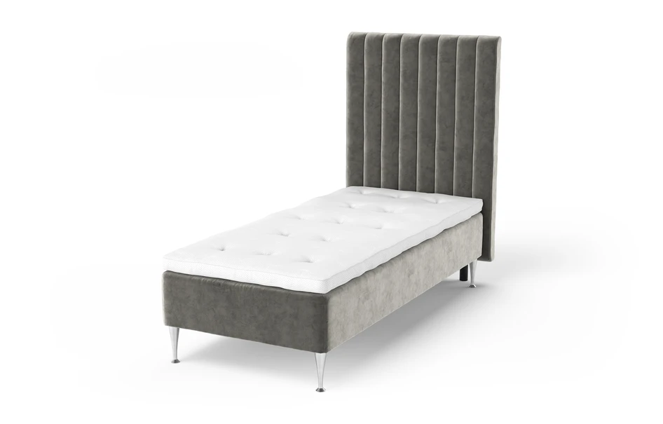 Sense Delux - Ramsäng, enkelsäng med bäddmadrass Sleep Delux vit - Grå